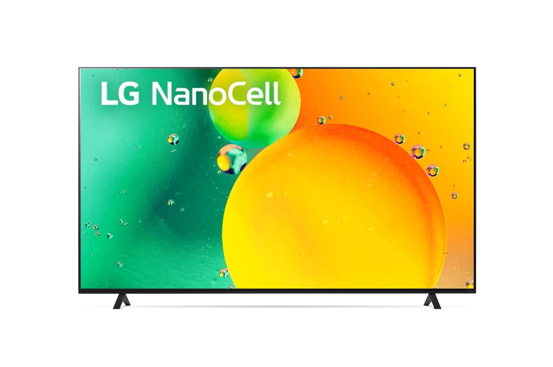 LG 86 collu NanoCell 4K televizors ar α7 procesoru , Skats no priek?puses uz LG NanoCell televizoru, 86NANO753QA