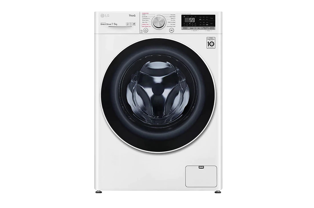 LG ve?as ma?īna ar ?āvētāju 7/5kg | AIDD | V5 sērija D/E| Dzi?ums 56.5 cm | Balta | Turbowash| Steam | WiFi | F2DV5S7S0E, F2DV5S7S0E