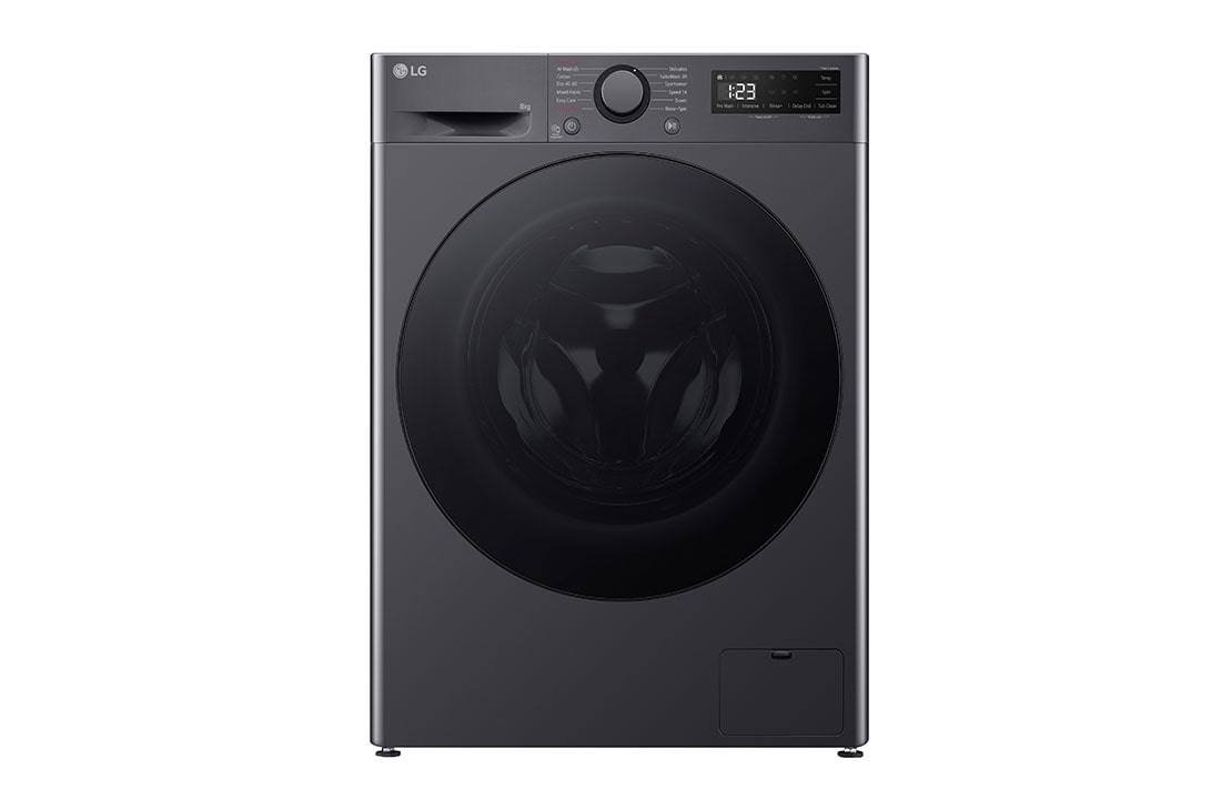 LG ?aura ve?as ma?īna 8kg | AIDD | R5 sērija A–10% | Dzi?ums 47.5 cm I Melna | Steam | F2WR508S2M, Skats no priek?as, F2WR508S2M