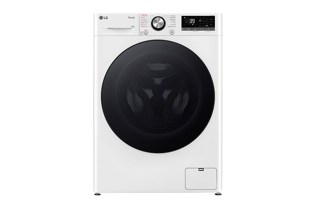 LG ve?as ma?īna 10kg | AIDD | R7 sērija A–10% | Dzi?ums 56.5 cm I Balta | Turbowash360 | Steam | WiFi | F4WR710S2W, front view, F4WR710S2W
