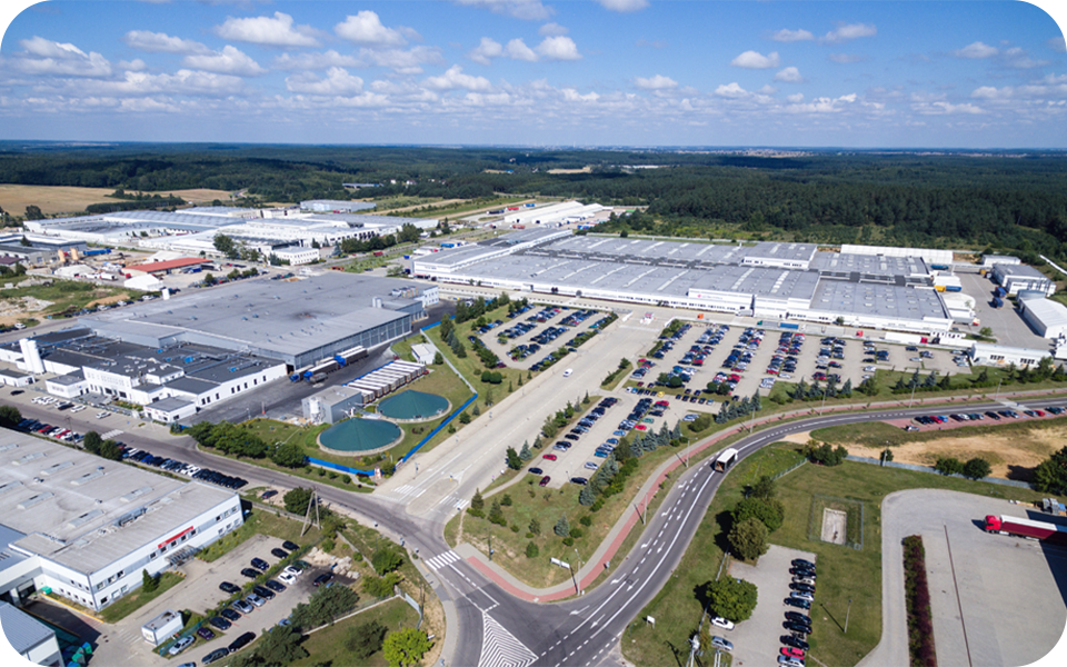 Exterior view of LG's advanced OLED TV production factory in M?awa, Poland.