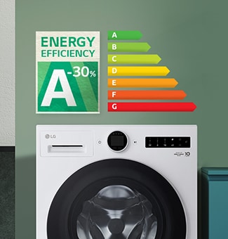 Det er grafer og energispareikoner p? toppen av vaskemaskinen.