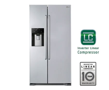 LG side-by-side-skap med automatisk avriming og isdispenser (nettovolum 508 liter), GSL325PVCVD