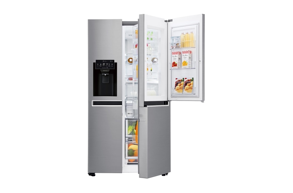 LG 625L Door in Door? Side by Side (Shiny Steel) - Energiklasse F, Vann/isdispenser uten vanntilkobling og Smart Diagnosis? med Wi-Fi, GSJ761PZTZ