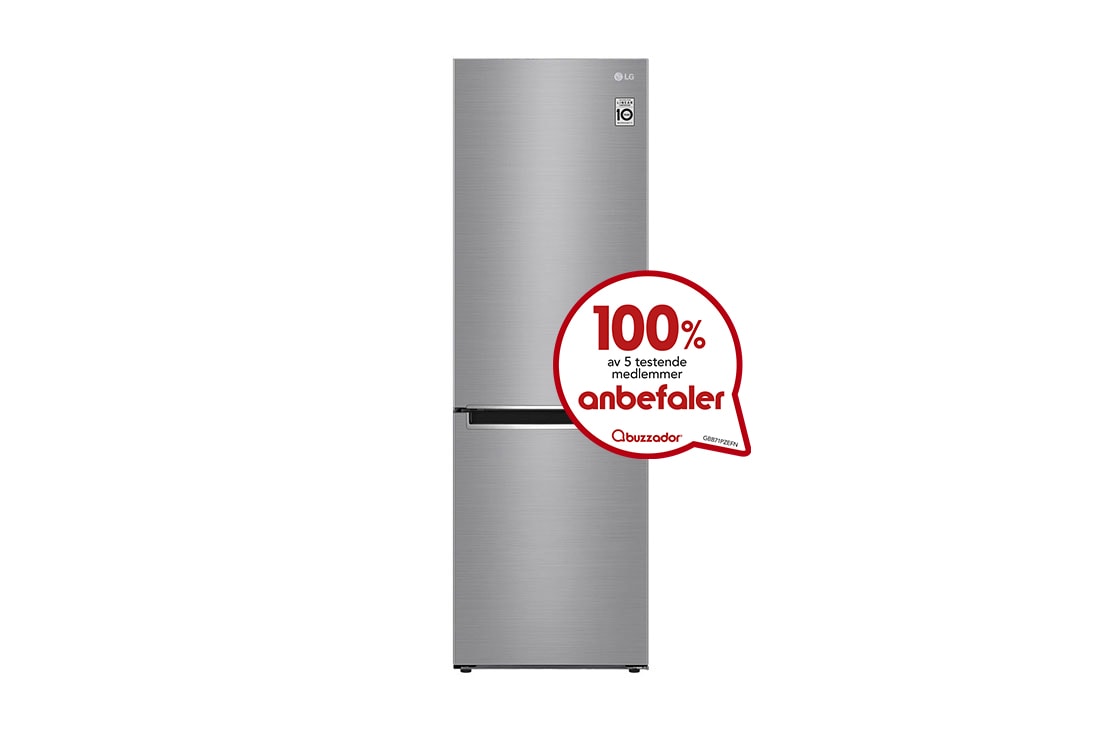 LG 1.86M 341L Kombiskap(Shiny Steel) - Energiklasse D, Door Cooling?, GBB71PZEFN
