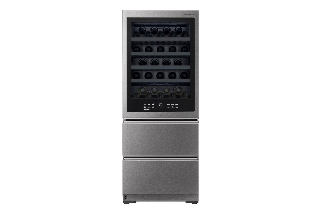 LG SIGNATURE - 420L InstaView Door in Door? Wine Cellar (Noble Steel) - Energiklasse E, 65 vinflasker og Smart Diagnosis? med Wi-Fi, LSR200W