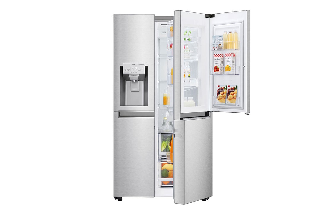 LG 625L Door in Door? Side by Side (Noble Steel) - Energiklasse E, Vann/isdispenser uten vanntilkobling og Smart Diagnosis? med Wi-Fi, Front Door Open Food, GSJ960NSZE