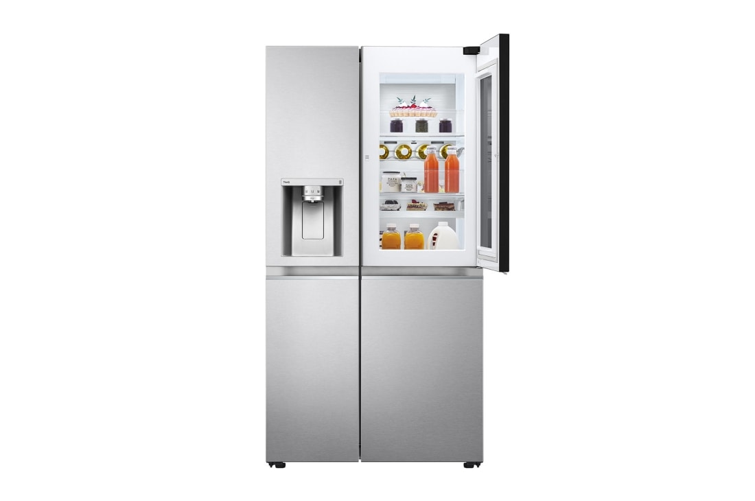 LG 635L InstaView Door in Door? Side by Side (Brushed Steel), Energiklasse E, Vann/isdispenser med vanntilkobling, Smart Diagnosis? med Wi-Fi, GSXV90BSAE, GSXV90BSAE