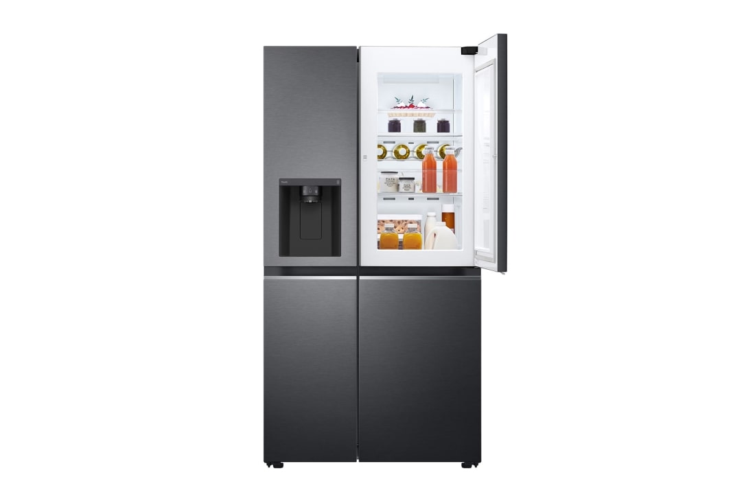 LG 635L Door in Door? Side by Side (Matte Black Steel), Energiklasse E, Vann/isdispenser med vanntilkobling, Smart Diagnosis? med Wi-Fi, GSJV70MCLE, GSJV70MCLE