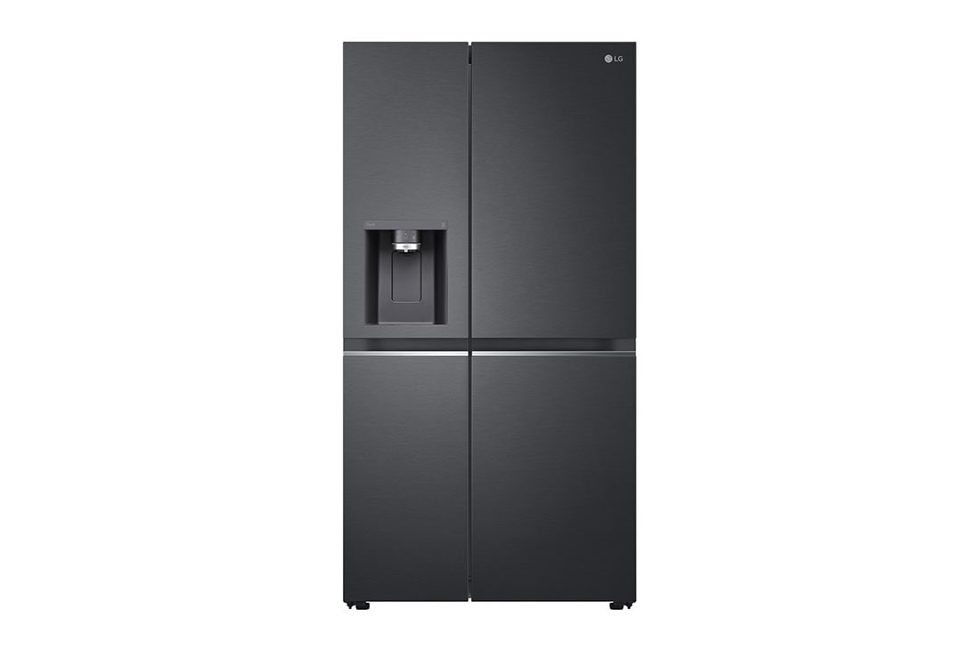 LG 635L Side by Side (Matte Black), Energiklasse D, Vann/isdispenser uten vanntilkobling, Smart Diagnosis? med Wi-Fi, Front, GSLV91MCAD