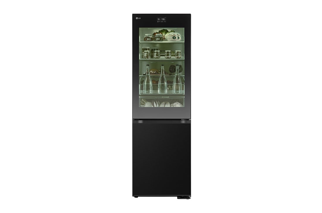 LG 186M 352L Kombiskap(Essence Black) - Energiklasse D, InstaView?, Nature Fresh, Door Cooling+? Smart Diagnosis? med Wi-Fi, front view, GBG7190CEV