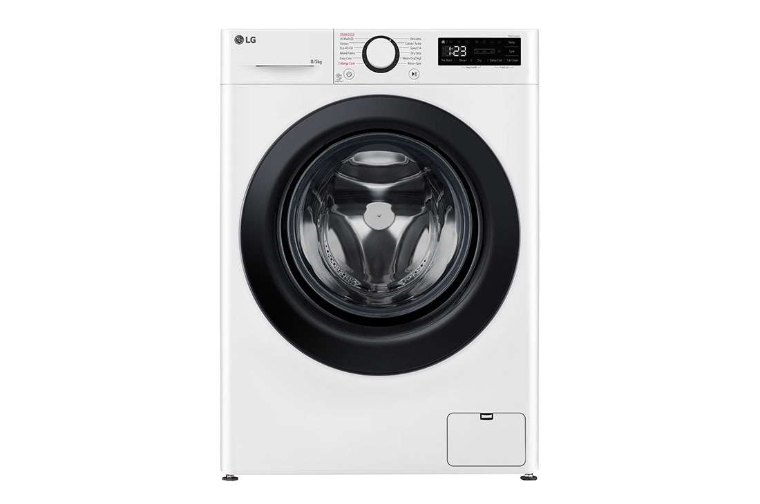 LG Slim 8 kg / 5 kg Kombinert vaskemaskin/t?rketrommel(Hvit) - Steam, Energiklasse A/E, AI DD?, Smart Diagnosis?, Front View, F2Y5PRP6W