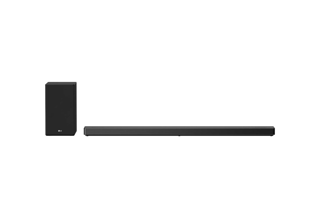 LG Sound Bar SN10YG, visning foran med subwoofer og oppadrettet bakh?yttaler, SN10YG