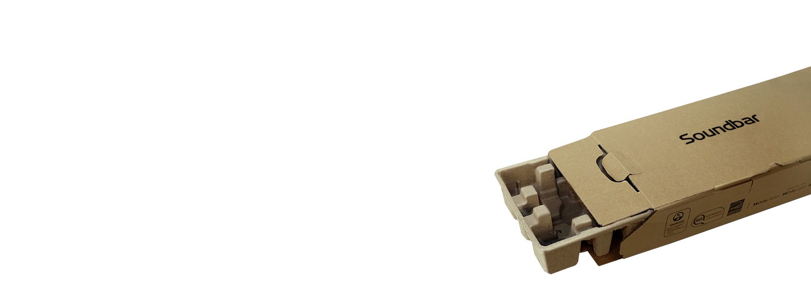 Lydplankeesken er plassert p? h?yre side av bildet, ?pnet for ? vise EPS-skumfyllmaterialet.
