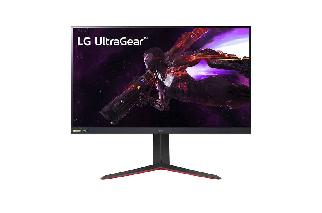 LG 31.5” UltraGear? Nano IPS 1 ms gamingskjerm med NVIDIA? G-SYNC?-kompatibilitet, visning forfra, 32GP850-B