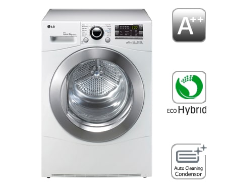 LG 9-KG ECO HYBRID T?RKETROMMEL MED VARMEPUMPETEKNOLOGI, RC9055AP2Z
