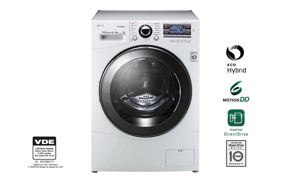 LG 1-12 kg / 1-8 kg True Steam? 6 Motion Direct Drive vask/t?rk maskin, FH695BDH2N