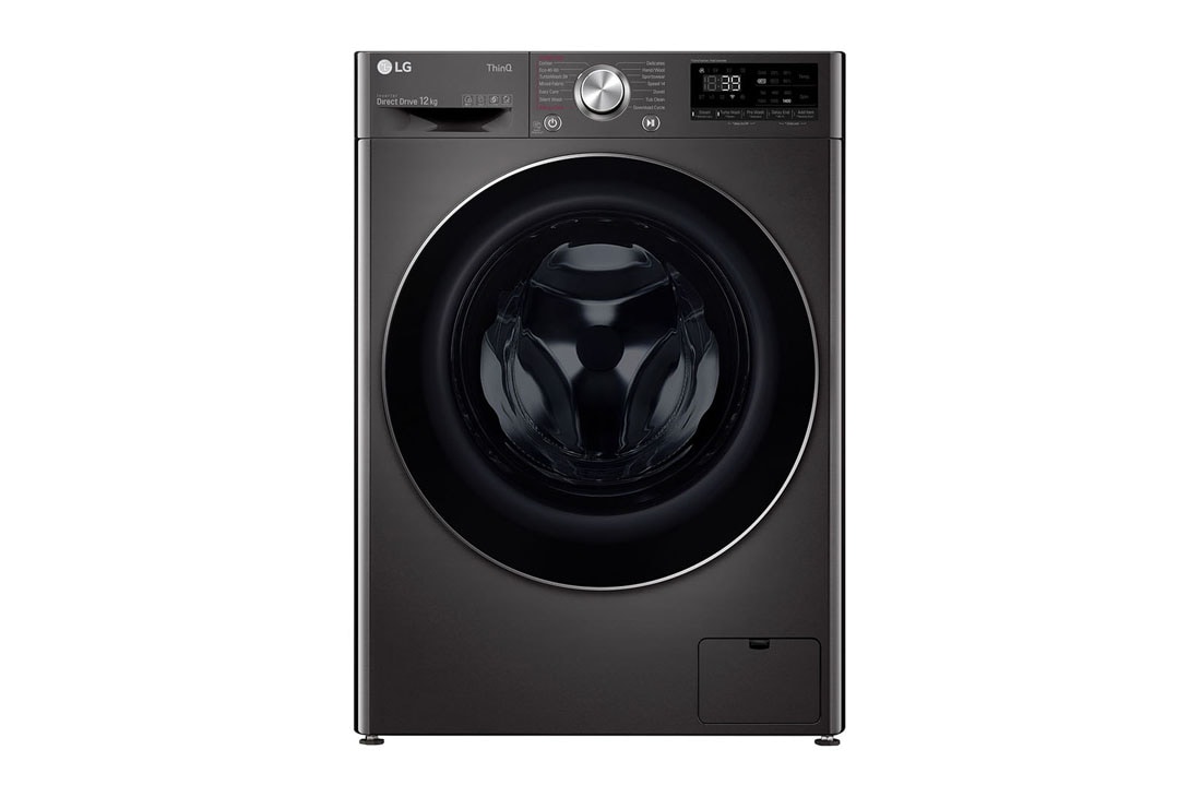 LG 12 kg Vaskemaskin(Svart) - Steam+, Energiklasse A, TurboWash360?, AI DD?, Smart Diagnosis? med Wi-Fi, FV90BNS2BE