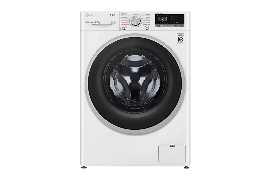 LG 9 kg / 5 kg Kombinert vaskemaskin/t?rketrommel(Hvit) - Steam, Energiklasse E, AI DD?, Smart Diagnosis? med Wi-Fi, F4DV509S1W