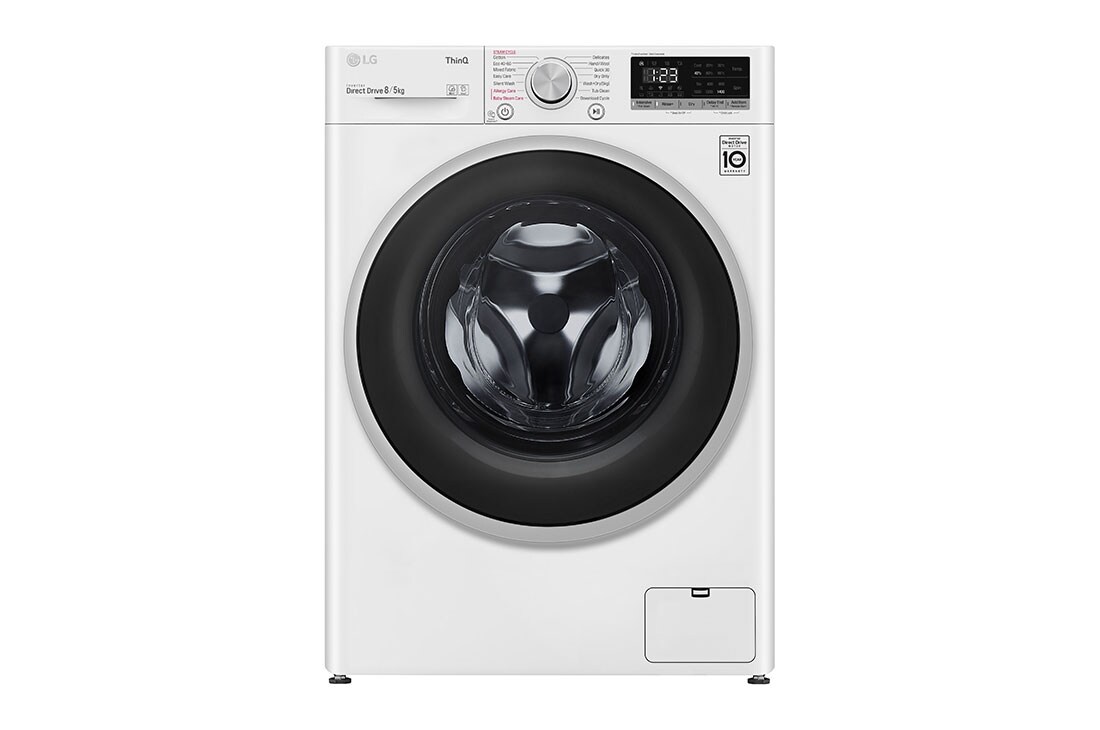 LG  8 kg / 5 kg Kombinert vaskemaskin/t?rketrommel(Hvit) - Steam, Energiklasse E, AI DD?, Smart Diagnosis? med Wi-Fi, K4DV508S1W