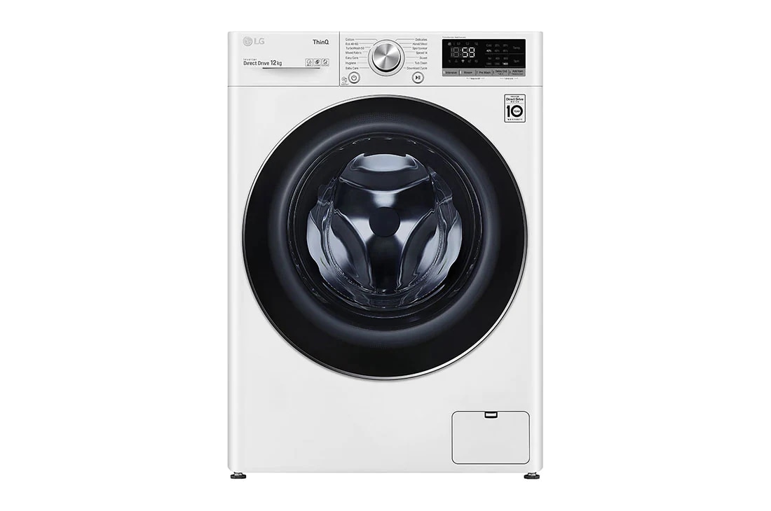 LG 12 kg Vaskemaskin(Hvit) -  Energiklasse B, TurboWash?. AI DD? , Smart Diagnosis? med wifi, Front (Without Top), F4WV712N1W
