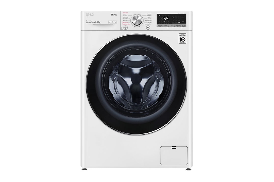 LG 8 kg / 6 kg Kombinert vaskemaskin/t?rketrommel(Hvit) - Steam, Energiklasse E, AI DD?, Smart Diagnosis? med Wi-Fi, CV50T6S2E, CV50T6S2E