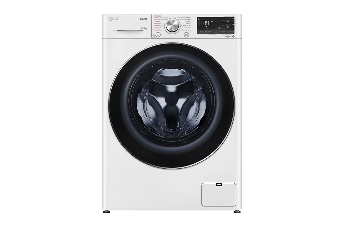 LG 10.5 kg / 7 kg Kombinert vaskemaskin/t?rketrommel(Hvit) - Auto-Dose, Steam, Energiklasse E, TurboWash?360, AI DD?, Smart Diagnosis? med Wi-Fi, CV74J7S2QA, CV74J7S2QA