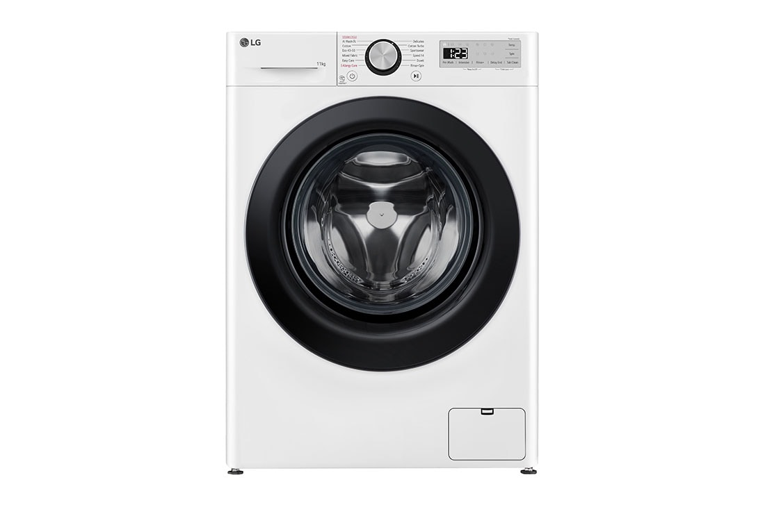 LG 11 kg Vaskemaskin(Hvit) - Steam, Energiklasse A, AI DD? och Smart Diagnosis?, Front, F4Y5EYP6W0F
