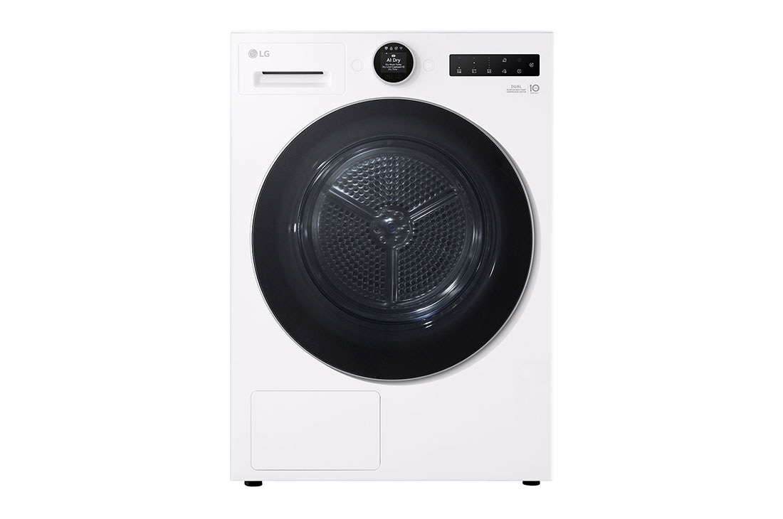 LG 9-kg DUAL Inverter Heat Pump? T?rketrommel med Eco Hybrid?og Varmepumpeteknologi, front view, RHX7009TWS