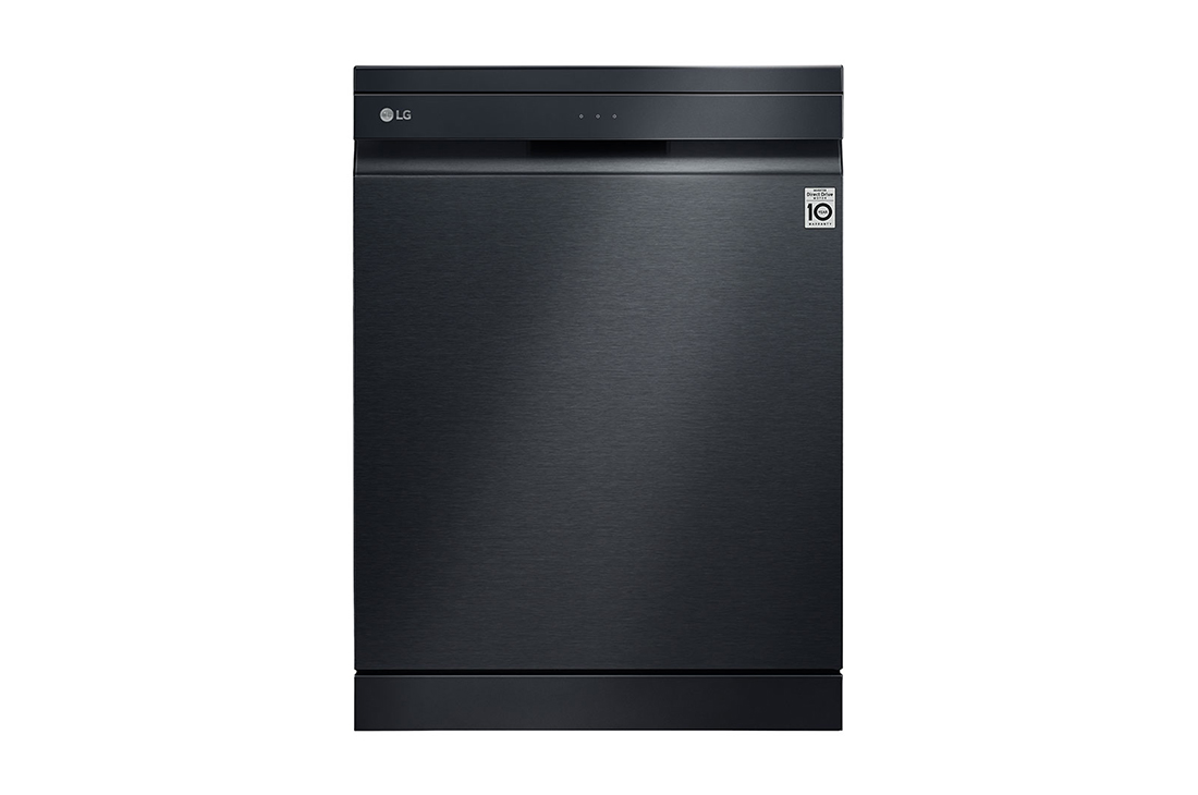 LG THINQ? Top Control Dishwasher QuadWash? & TrueSteam?, in black, LG Top Control Smart THINQ Dishwasher with QuadWash? and TrueSteam?, Matte Black, front view, DFB227HM, thumbnail 1, DFB227HM