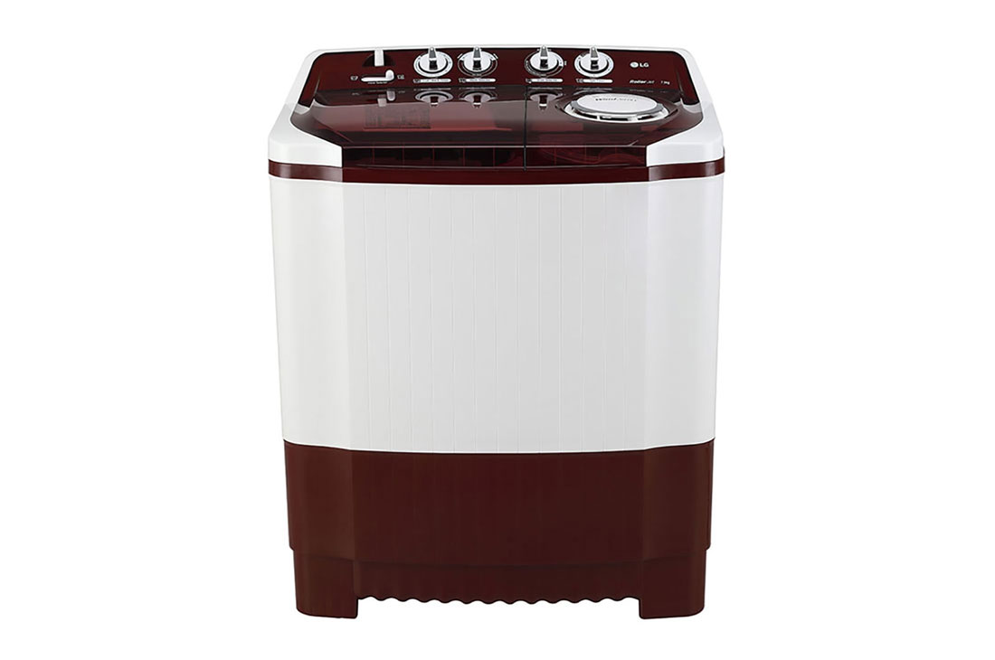 LG 7.5 kg 5 Star Semi-Automatic Top Loading Washing Machine (P7515SRAZ, Burgundy, Roller Jet Pulsator), Front View, P7256R3F