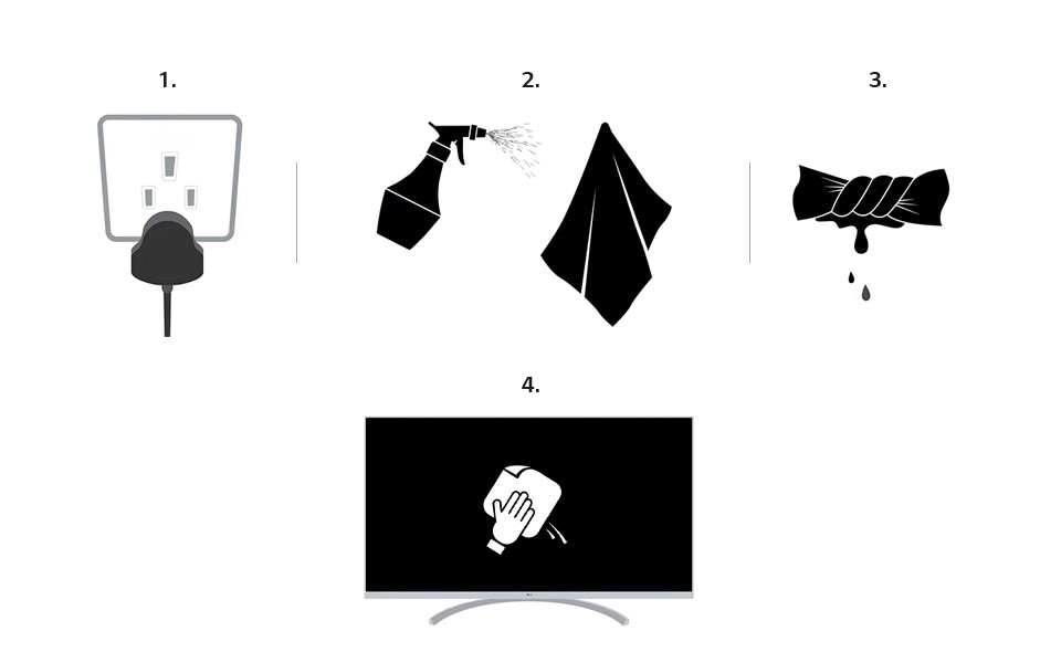 Kroki pokazuj?ce jak wyczy?ci? telewizor OLED.