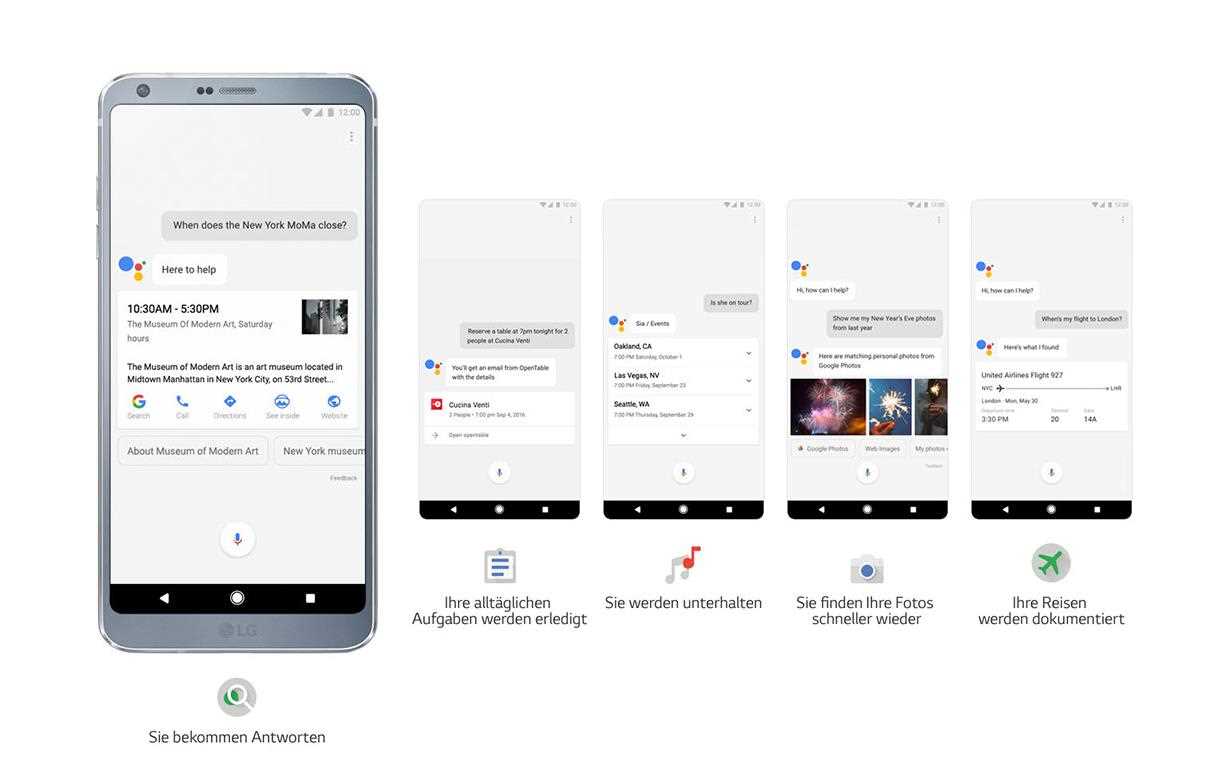 An infographic image of lg g6 google assistant 