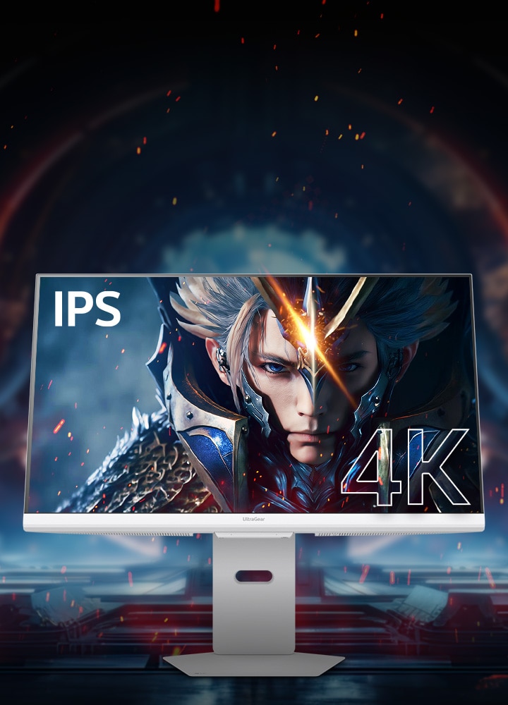 Vedere frontal? a unui monitor pentru gaming UHD 4K cu afi?aj IPS.