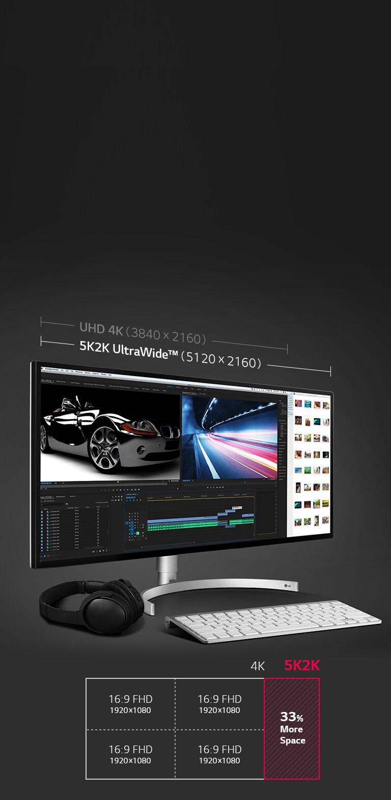 Spa?iu de lucru extins cu 33% fa?? de rezolu?ia UHD 4K
