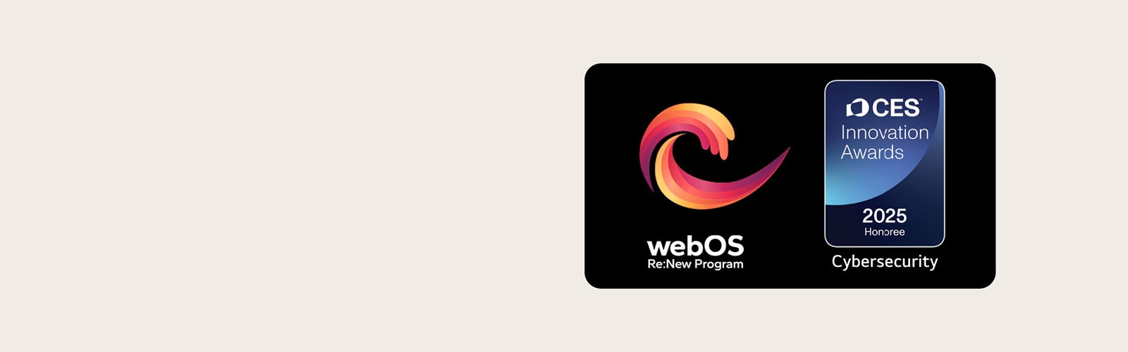 Logo-ul ?i denumirea webOS Re:New Program cu insigna CES Innovation Awards 2025 Honoree lang? ea.