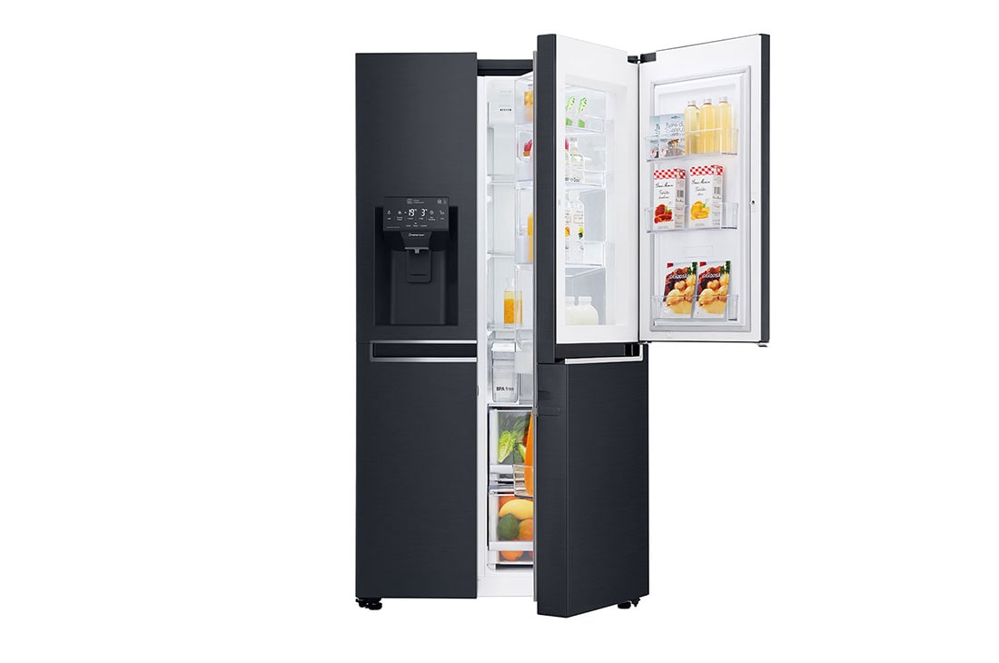 LG Frigider Side by Side | Clasa F | Door in Door | 601 L | Total No Frost | Compresor Linear Inverter 10 ani Garan?ie | SmartDiagnosis? | Negru mat, GSJ761MCUZ