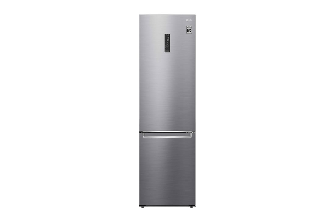 LG Combin? frigorific? | Clasa E | 384 L | Total No Frost | Compresor Smart Inverter 10 ani Garan?ie | Door Cooling | ThinQ? | Gri metalizat, Front View, GBB62PZHMN