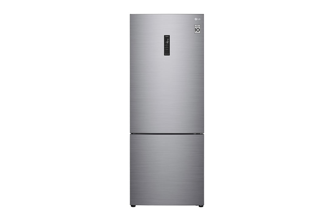 LG Combin? frigorific? | 451 L | Compresor Smart Inverter 10 ani Garan?ie | Clasa E | DoorCooling? | ThinQ? | Gri metalizat, Front View, GBB566PZHMN