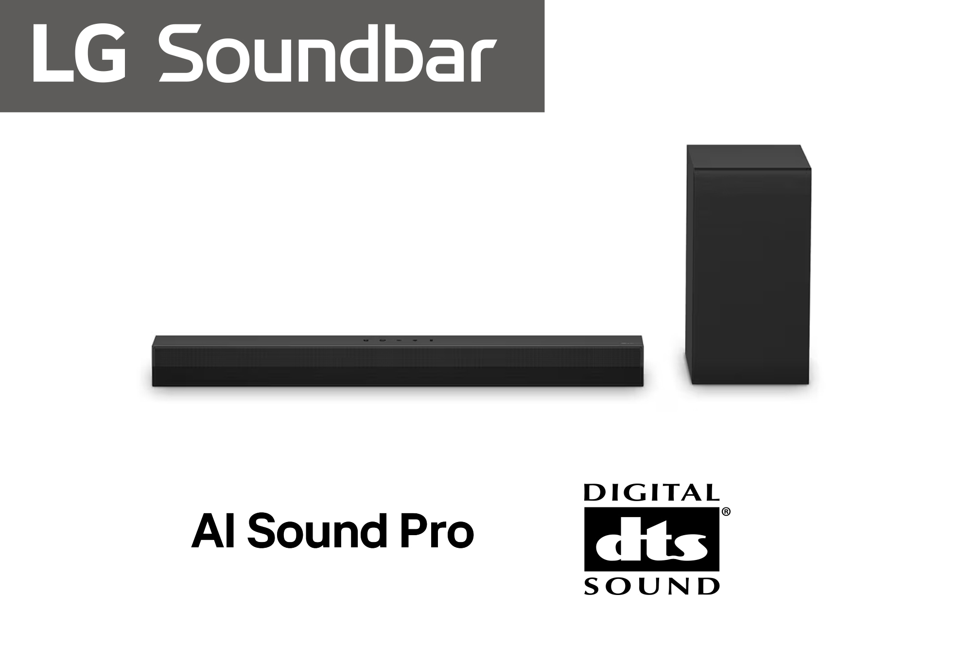 LG Soundbar LG, 4.1 canale, model S40TR, Vedere frontal? a Soundbar-ului LG S40TR, subwoofer-ului ?i difuzoarelor spate, S40TR