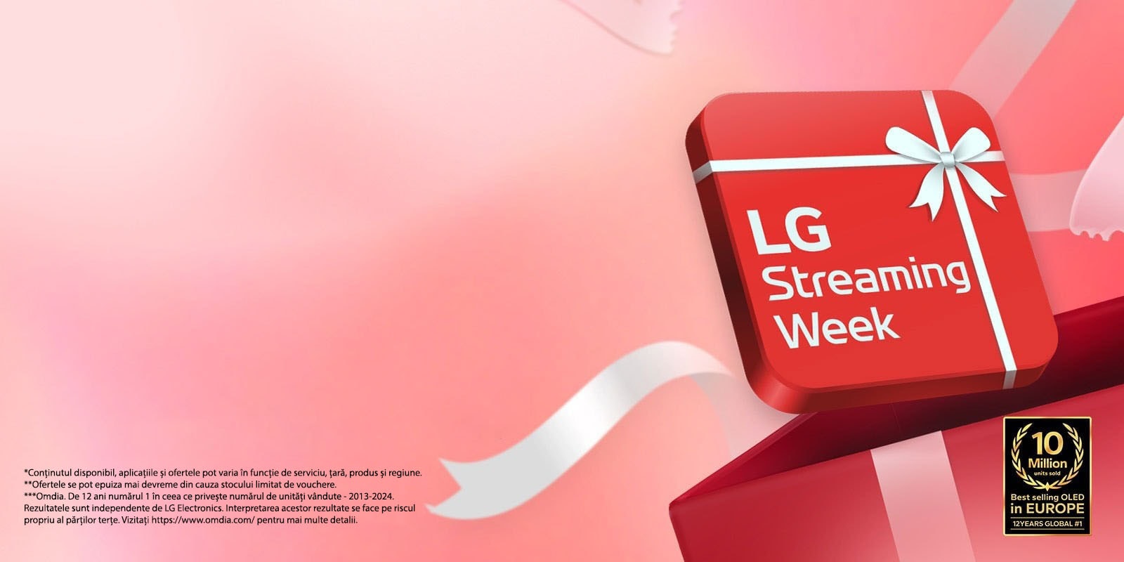 O cutie ro?ie este plasat? cu textul ?LG Streaming Week” pe ea.
