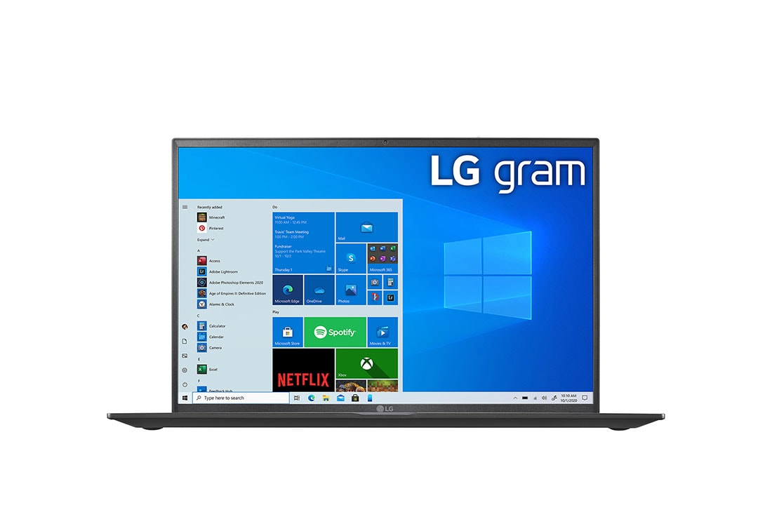 LG gram ultra-u?or, cu ecran de 16'' IPS 16:10  ?i platform? Intel? Evo?, Vedere frontal?, 16Z90P-G.AA55H1