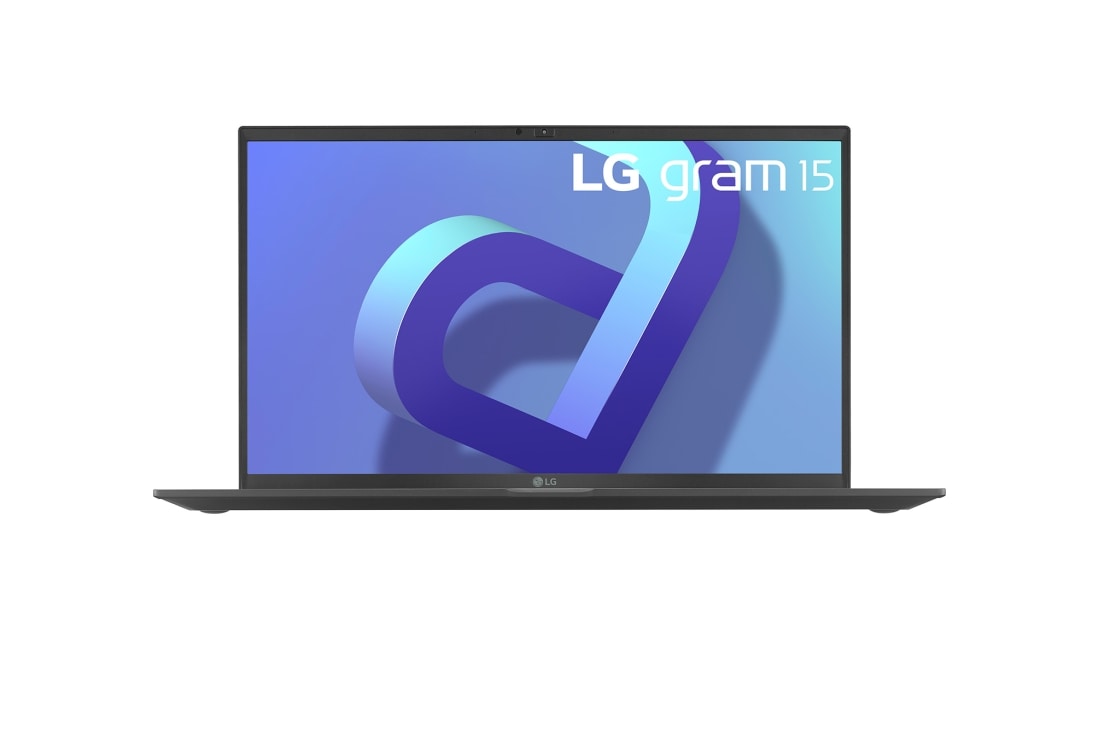 LG gram de 15” ultra-u?or cu afi?aj IPS anti-reflex ?i procesor Intel? Evo de a 12-a genera?ie, vedere frontal?, 15Z90Q-G