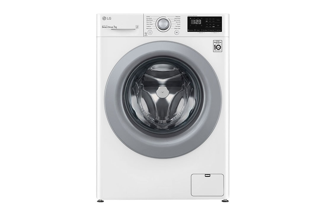 LG Ma?in? de sp?lat LG AI DD | 7Kg sp?lare | AI Direct Drive 10 ani garan?ie | Clasa D | SmartDiagnosis? | Alb, Front image, F4WN207N4E