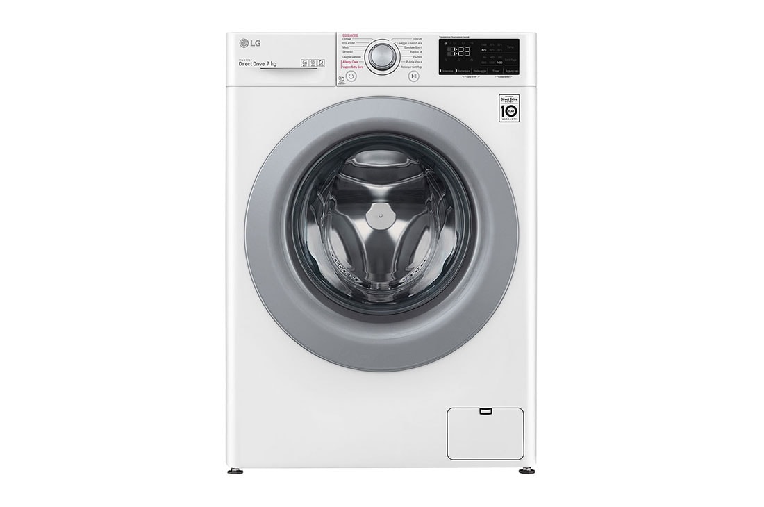 LG Ma?in? de sp?lat Slim | 7kg sp?lare | 1200 rpm | AI Direct Drive? | Clasa D | Steam? | Smart Diagnosis? | Alb, vedere frontal?, F2WV3S7S4E