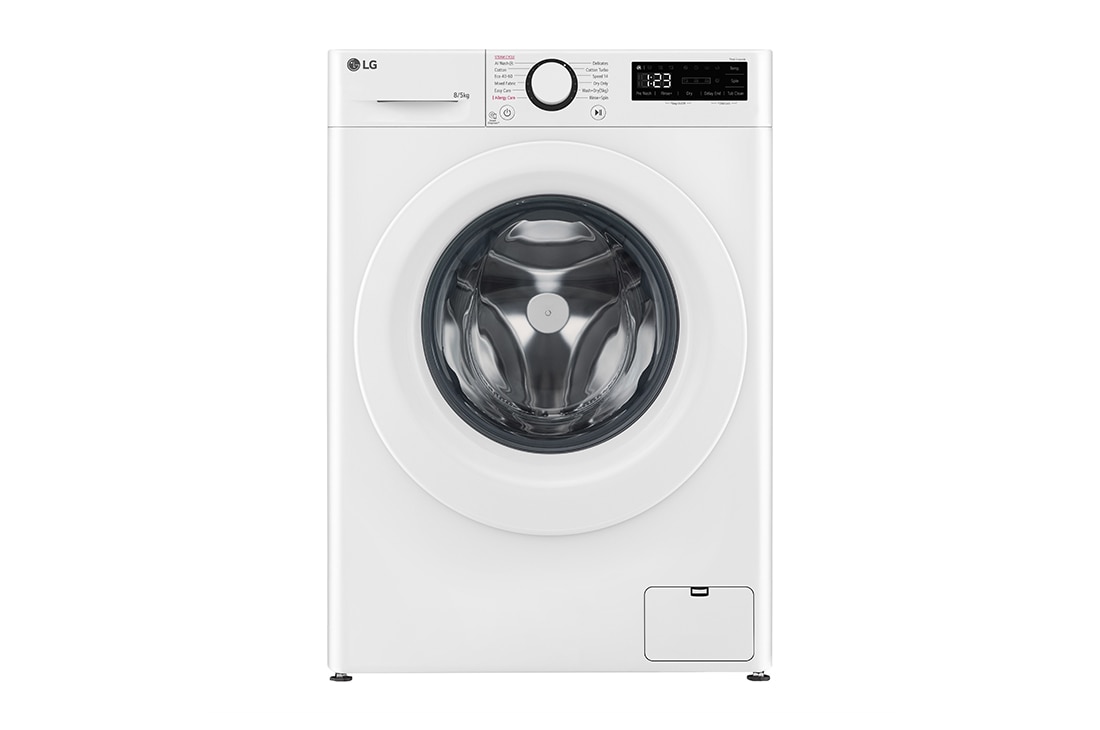 LG Masina de spalat cu uscator, Slim, 8/5kg, 1200rpm, Motor Inverter Direct Drive, Steam, Alb, Front View, F2DR508SWW