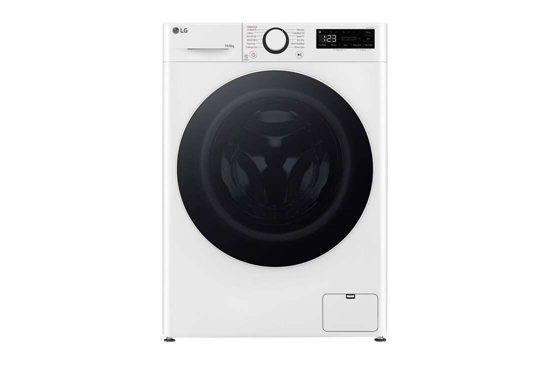 LG Masina de spalat cu uscator LG, 10/6kg, 1400rpm, Motor Inverter Direct Drive, Clasa A, TurboWash?, Steam, Alb, Front View, F4DR510S0W