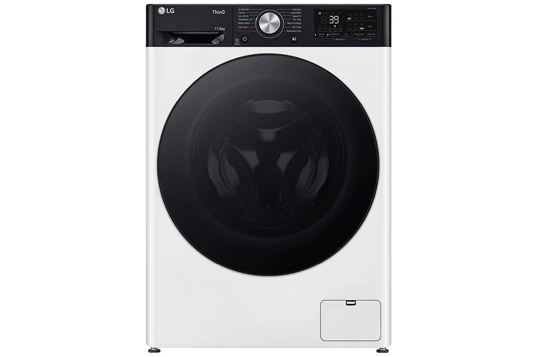 LG Ma?in? de sp?lat cu usc?tor, 11kg/ 6kg, 1400rpm, Motor Inverter Direct Drive, TurboWash, WI-FI, Alb, Front view, F4DR711S2H