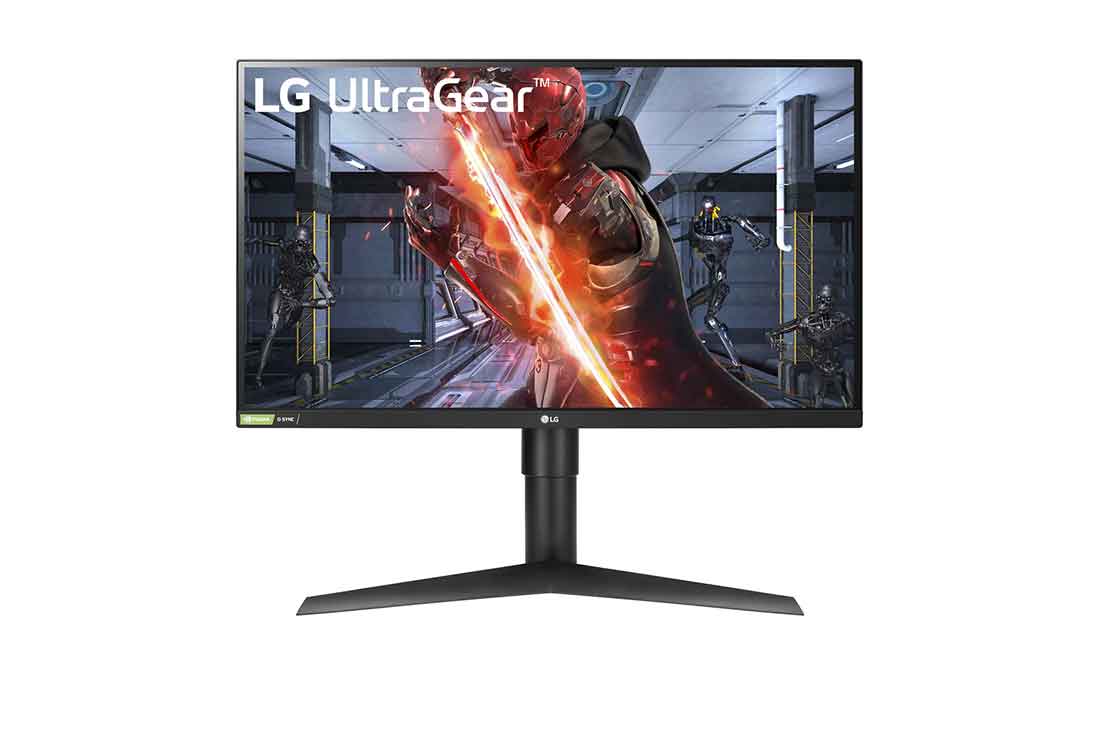 LG Monitor pentru jocuri UltraGear? Full HD IPS, 27'', compatibil cu G-SYNC?, Vedere frontal?, 27GN750-B