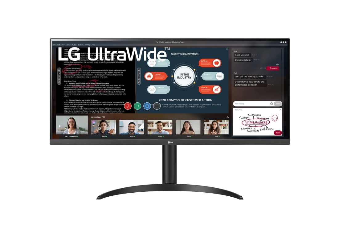 LG Monitor 21:9 UltraWide? Full HD IPS de 34'' cu AMD FreeSync?, Vedere frontal?, 34WP550-B